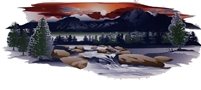 MOUNTAIN River Tree window hood rv motorhome or Boat Decal