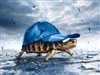 Turtle Tortoise Hat In the rain  RV Trailer or Wall Mural Decal Decals Graphics Sticker Art