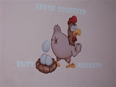 Fresh Butt Nuggets With Chicken  Full color Graphic Window Decal Sticker