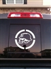 Truck window w/ Metal Militia Skull Circle Window 9X9 Decal