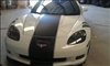 white Corvette w/ Gray Rally Stripes