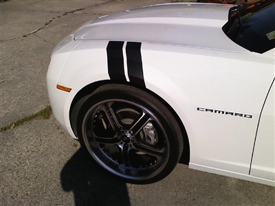 White Camaro GS w/  Black Hash Mark Fender Stripes