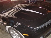 Black Camaro w/ White FADING Strobe Hood Cowl Stripe Decals