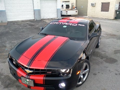 Black Camaro w/ Red 11" Twin Rally Stripe Set