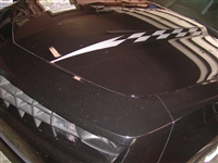 Black Camaro w/ white RACING CHECK Hood Cowl Stripe Decals