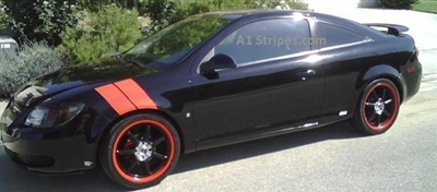 Black Cobalt with Orange Hash Mark Fender Stripes