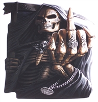 Middle Finger  Grim Reaper Skull  Full color Graphic Window Decal