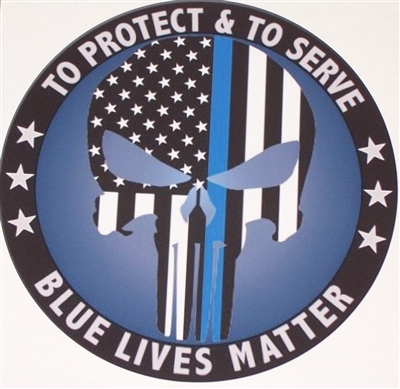 To Protect Blue Lives Matter Police SKULL American Flag 8" Full color Graphic Window Decal Sticker