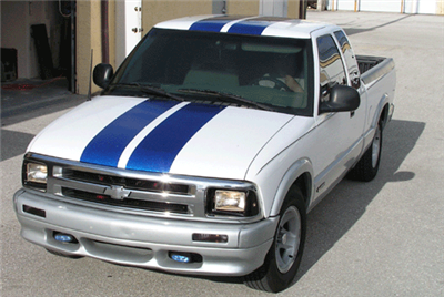 White S-10 w/ Blue rally Stripe