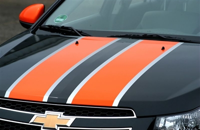Black Chevy Cruze w/ Orange Rally Stripe Set