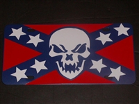 Confederate Rebel Skull Flag License Vanity Plate