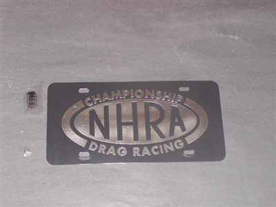 NHRA DRAG RACING License Vanity Plate Black with Chrome logo