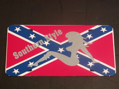 Southern Style Confederate Rebel Flag License Vanity Plate #1