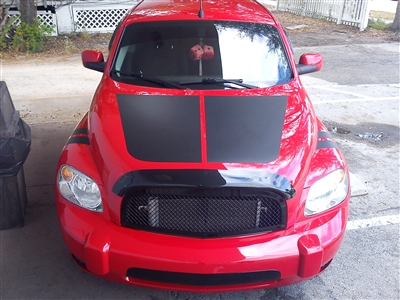 Red FAT HHR w/ Flat Black Hood Rally Stripe Set