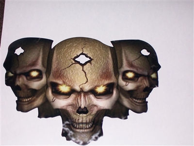 3 Tribal Skull W/ Gold Eyes FULL COLOR Hood Tailgate Or Trailer printed Graphic decal