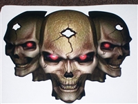 3 Tribal Skull W/ Red Eyes FULL COLOR Hood Tailgate Or Trailer printed Graphic decal