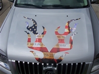 American Flag Flame FULL COLOR HOOD Decal