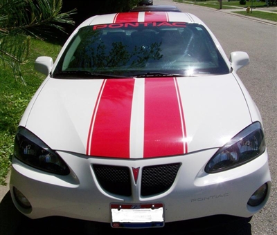White Gran Prix w/ Red 10" Rally Stripes With .5 Space and .5 stripe to side