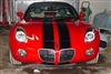 Red Saturn Sky w/ Black 10" Twin Rally Stripes