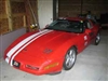 Red Chevy Corvette w/ White Offset Rally Stripe