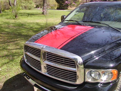 Black Dodge Ram w/ Red 22" Wide Center Rally Stripe Set