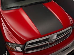 Red Dodge Ram w/ Black 24" Center Rally Stripe