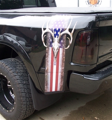 American Flag Deer / Buck  Camo Truck Bed side stripe Graphics set