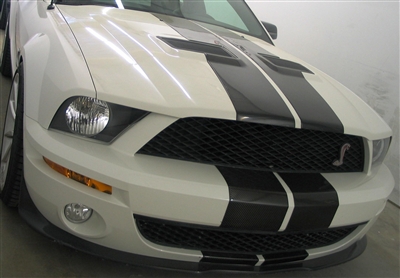 White Mustang w/ 10" Carbon Fiber Rally Stripes