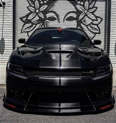 Dodge Charger/Challenger 3D Black CARBON FIBER 10" Rally Stripes
