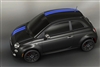 Black Fiat 500 w/ Blue 5" TWIN OFFSET Rally stripes set