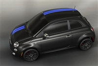 Black Fiat 500 w/ Blue 5" TWIN OFFSET Rally stripes set