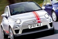 Silver Fiat 500 w/ Red 6" OFFSET Rally stripes set