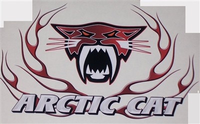 Red Carbon Fiber Arctic Cat Flame 9.5x7 Decal