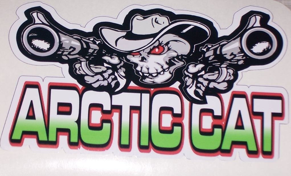 Arctic Cat Skull w/ Guns 15"x30" Decal