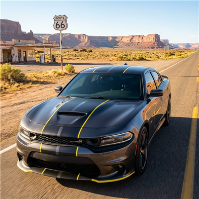 dodge Charger w/ Red & Black 10" 2 Color Rally Stripe Set