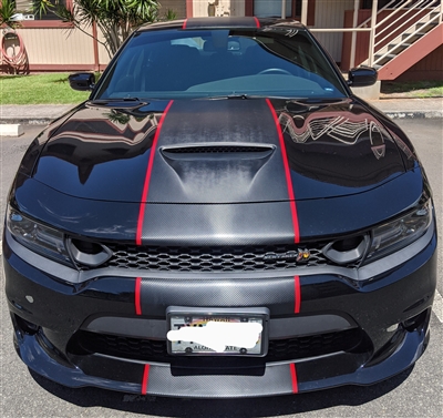 dodge Charger w/ Red & Black 21" 2 Color Rally Stripe Set