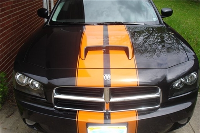 black Charger w/ Orange Rally Stripe Set