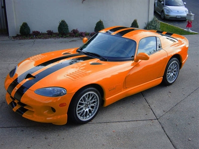 Orange Dodge Viper w/ Black 8" Rally Stripes