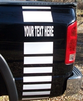 Black Truck w/ White YOUR TEXT Faded truck Bed Side Stripes (Sold as a Pair)