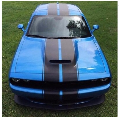 Dodge Challenger w/ Silver Rally Stripes 10" wide total