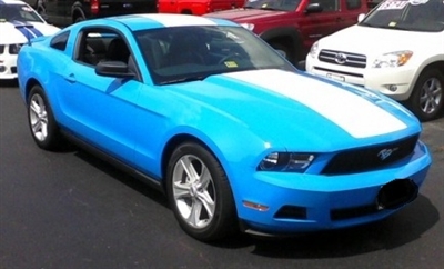 Blue Mustang w/ White 22" Center Rally Stripe