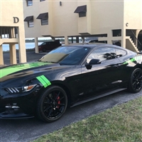 Black Mustang w/ Green 3" Hash Mark Stripes