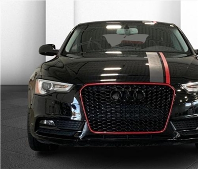 Black Audi a5 w/ Flat Black and red Offset Rally Stripes