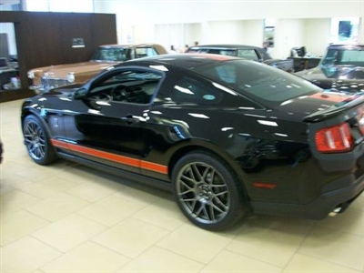 Black Mustang w/ Orange & White Rocker Stripes