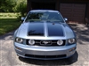 Blue Mustang w/ Black 16" Twin Rally Stripes