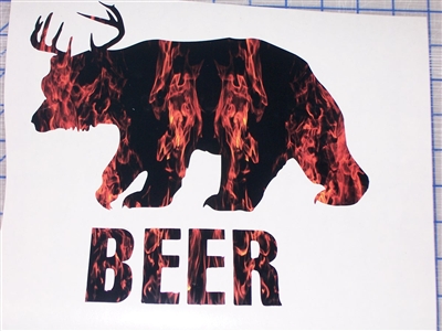 Bear + Deer = Beer Full color Decal