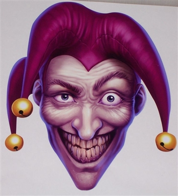 Purple Evil Clown / Jester Skull Full color tailgate Graphic Window Decal