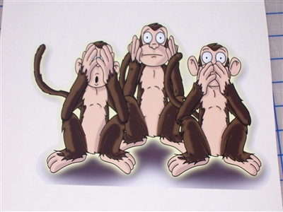 Hear See no Evil Monkey Decal