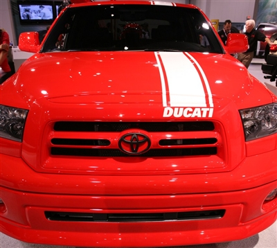 Red Ducati w/ White 11" Rally Stripe