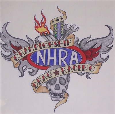NHRA drag Racing tattoo 9.5"x8.5" Decal